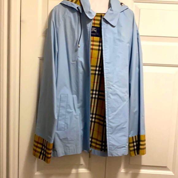 Burberry blue rain trench coat size large